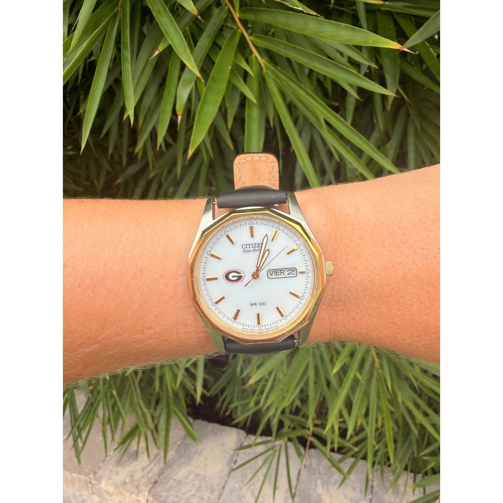 Citizen Eco-Drive UGA University of Georgia Watch E101-S053439 Leather Strap